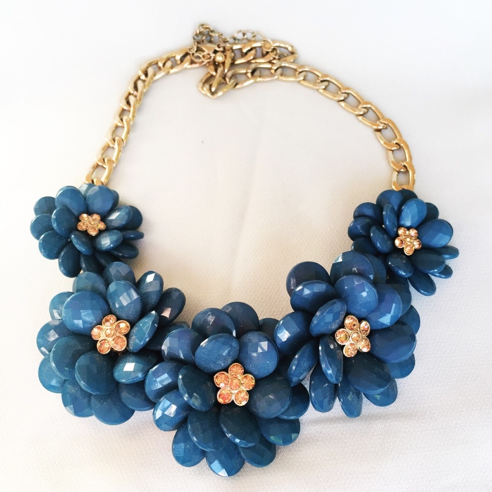 Teal and Gold Flower Francesca’s Necklace
